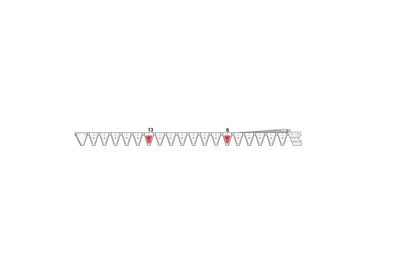 Untermesser L 140 cm, mit Messerkopf, rechts, 19 Klingen, T76, glatt ESM 2655930 ESM
