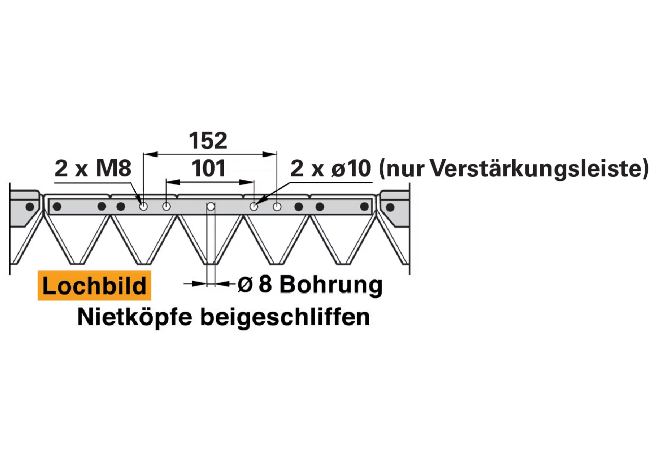 Mähmesser L 160 cm, 21 Klingen, gezahnt, DIN 80, Freischnitt ESM 2591072 ESM