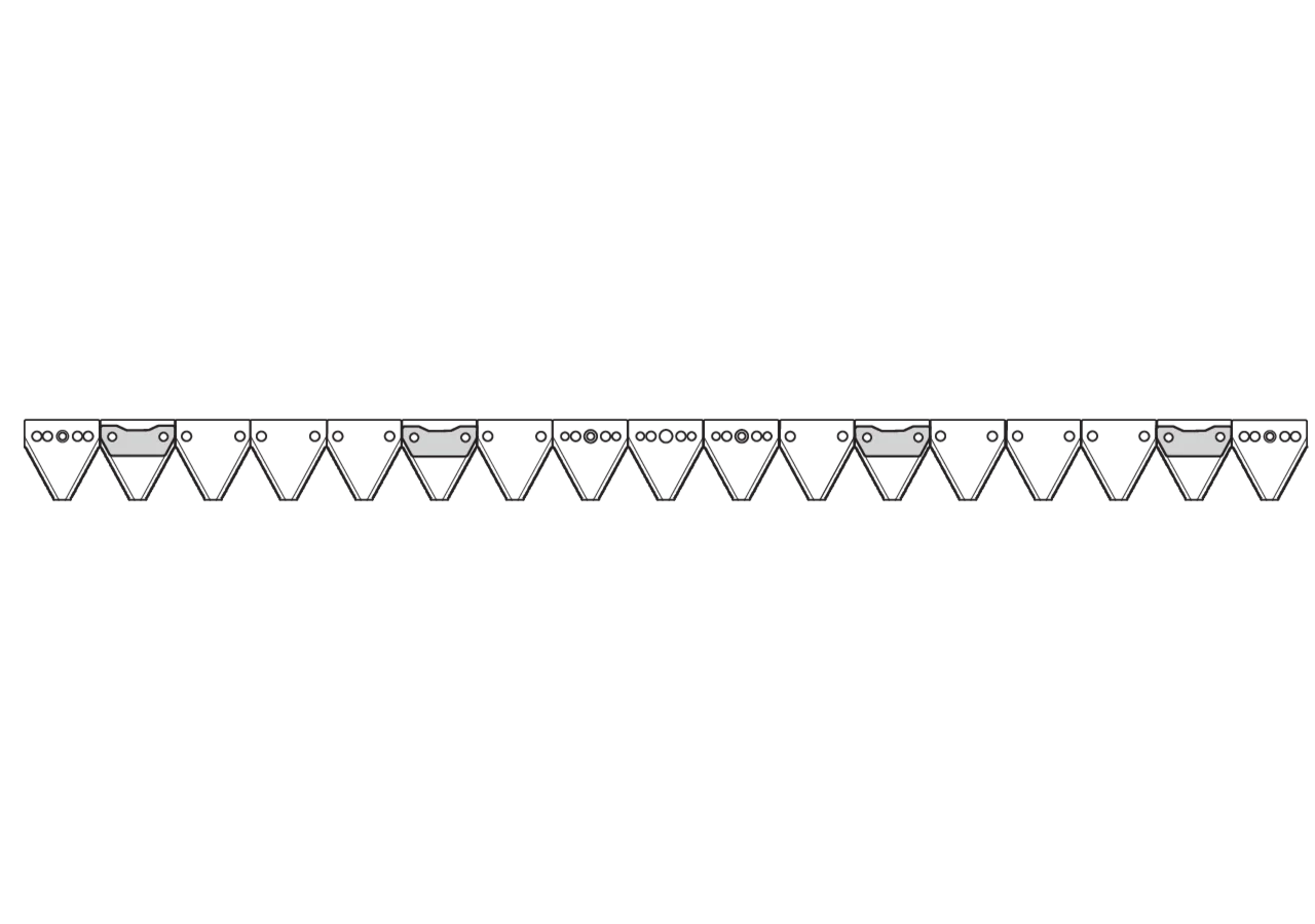 Mähmesser L 132 cm, 17 Klingen, T76, gezahnt, Type KMA-SB Köppl 206B122001 Köppl