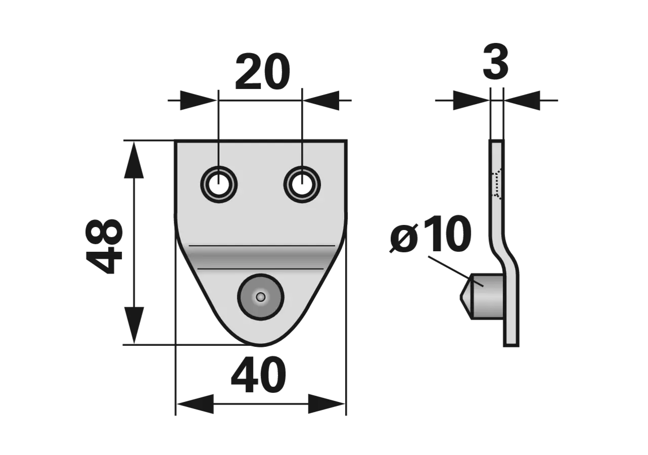 Zapfenträger L 48 x B 40 x S 3 mm Köppl 224A0003 Köppl