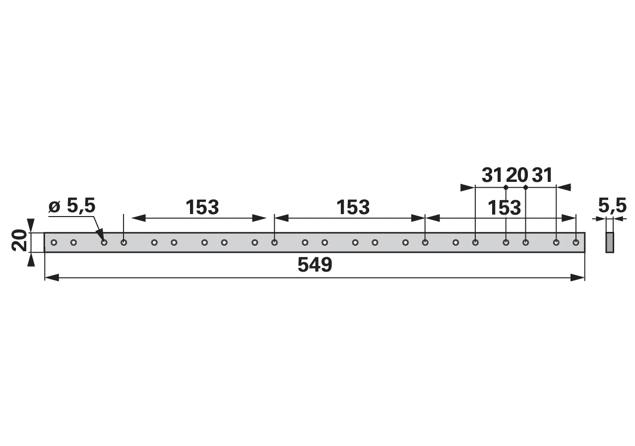 Verstärkungsleiste L 549 mm ESM 3740700 ESM