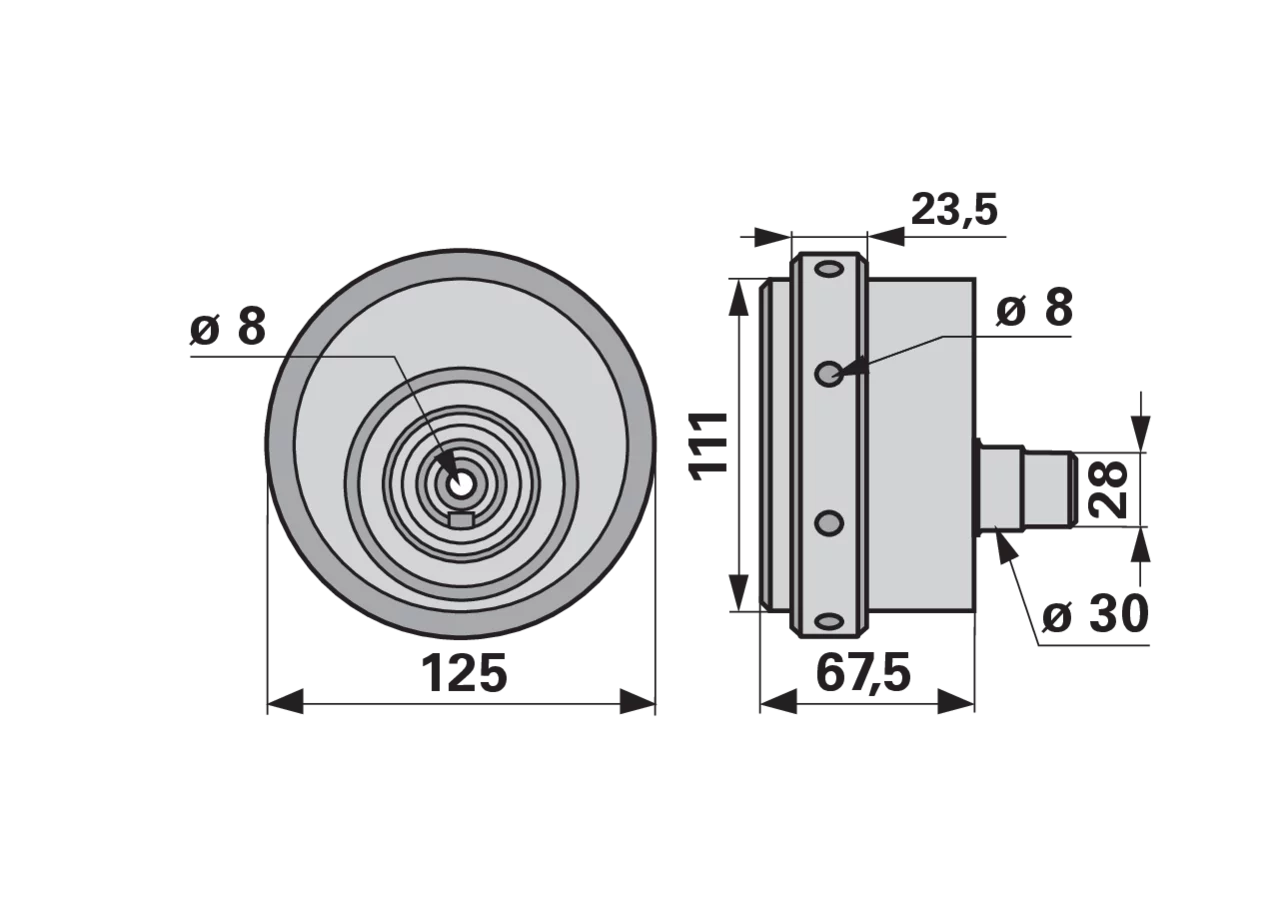 Kurbelscheibe mit Schwungmasse, Linksgewinde M56 x 2, Ø 125 x 105 mm ESM 337.0737 ESM
