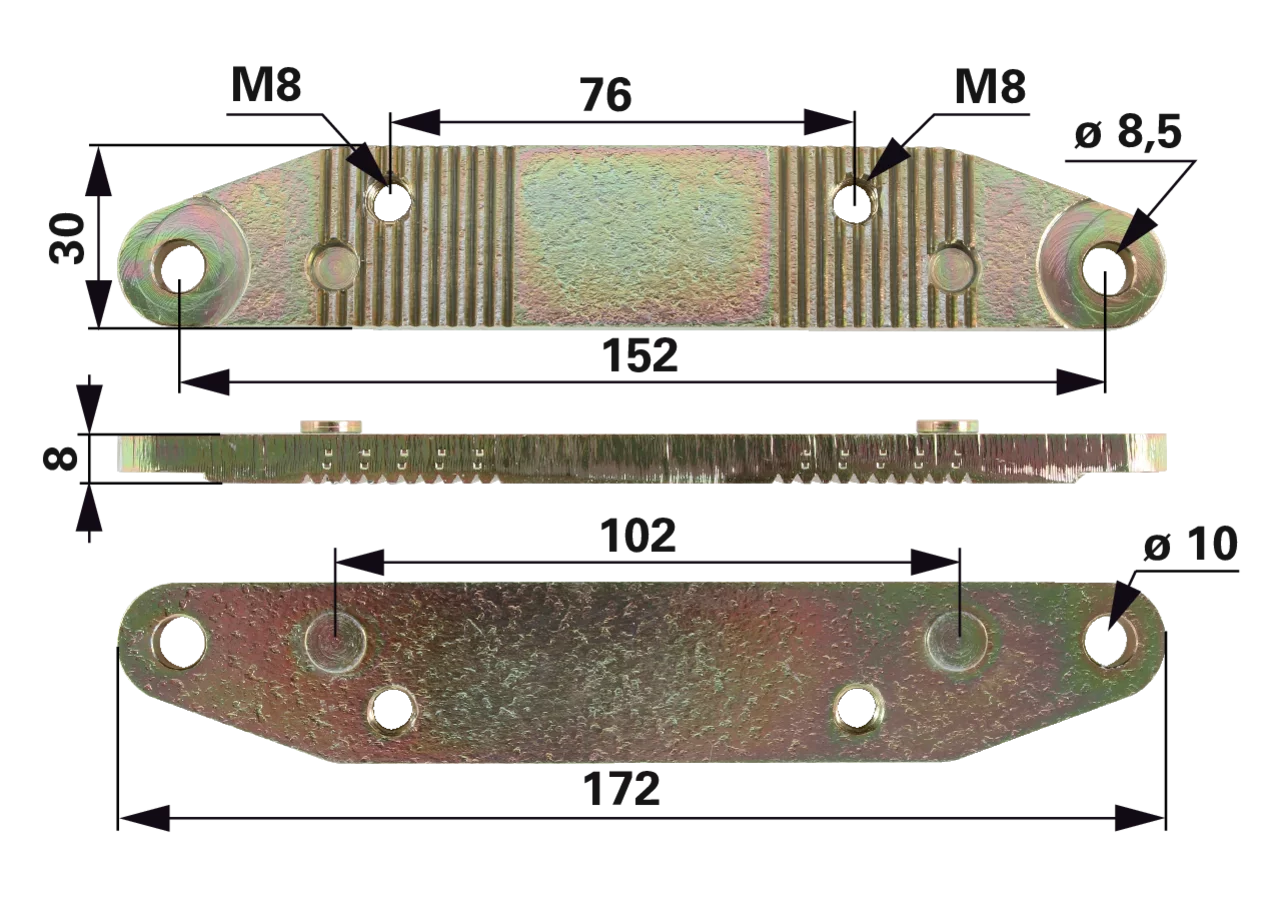 Mitnehmerplatte L 172 mm, mit Bolzen ESM 2471590 ESM