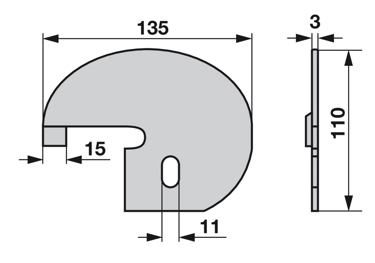 Klingenschutzsatz seitlich, L 135 mm Köppl 212C Köppl