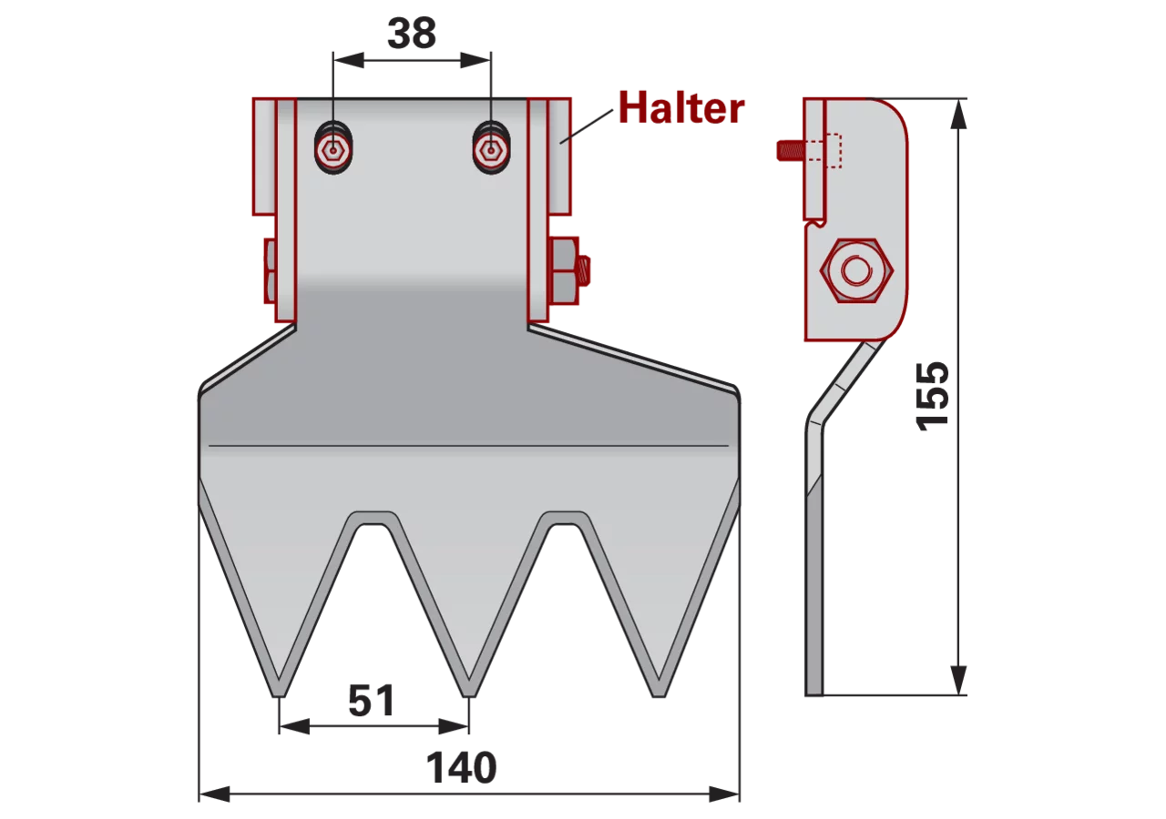 Messerhalter L 155 mm, rechts ESM 2674040 ESM