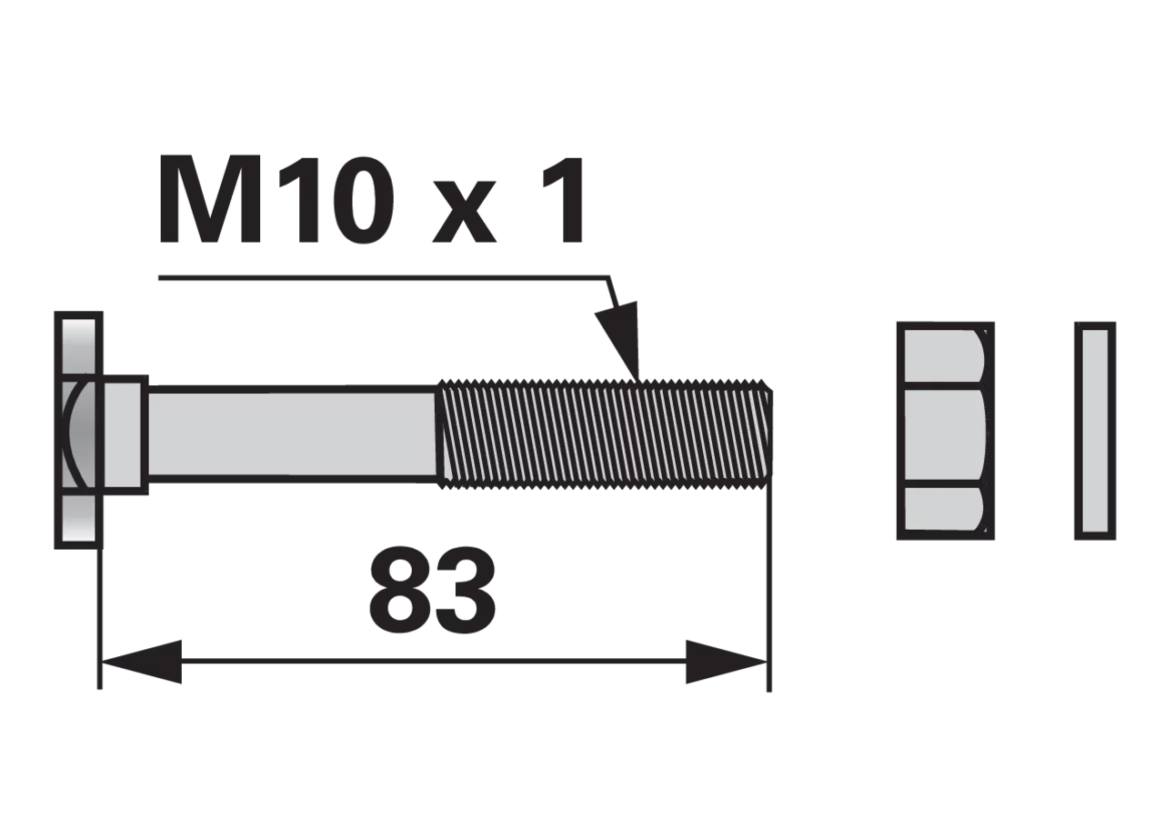 Sechskantschraube M10 x 1 x 83 mm, mit Mutter ESM 2402090 ESM