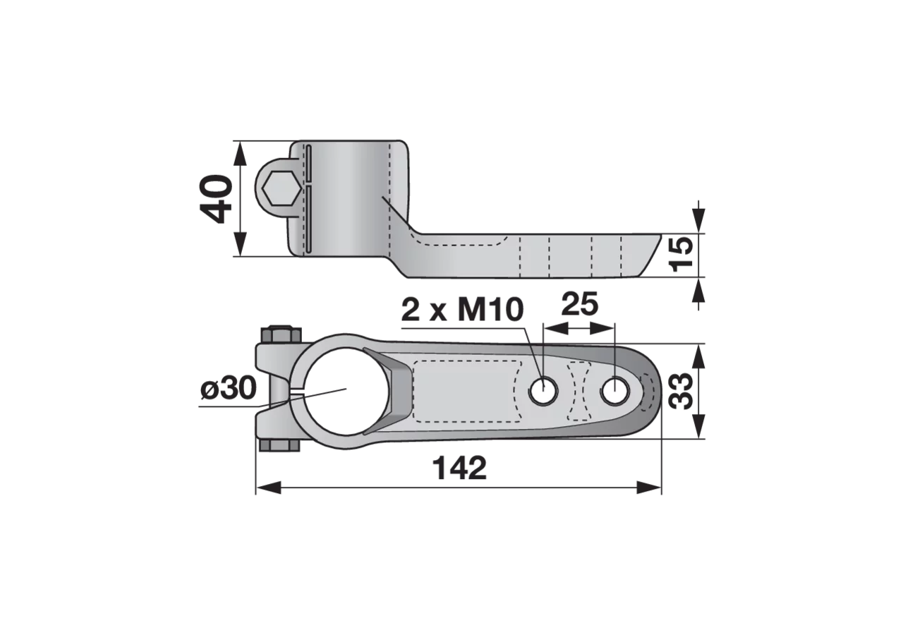 Armhalter für Sonderbalken mit Gewindelöcher M10 ESM 2720470 ESM