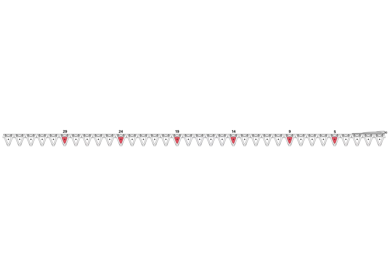 Untermesser L 277 cm, mit Messerkopf, rechts, 34 Klingen, T84, glatt ESM biduxX 2273150 ESM