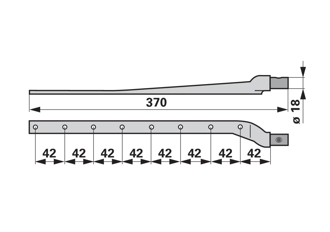 Obermesserkopf L 370 mm, rechts, T84 ESM biduxX 3455240 ESM