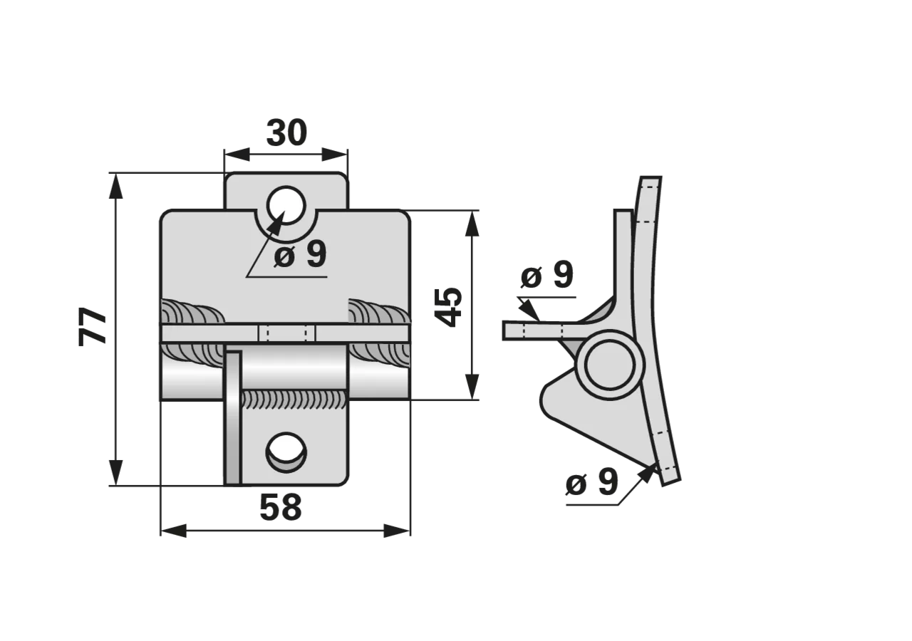 Schwenkzinkenhalter L 77 x B 58 mm, verzinkt Hill Rake 040157210 HILL RAKE