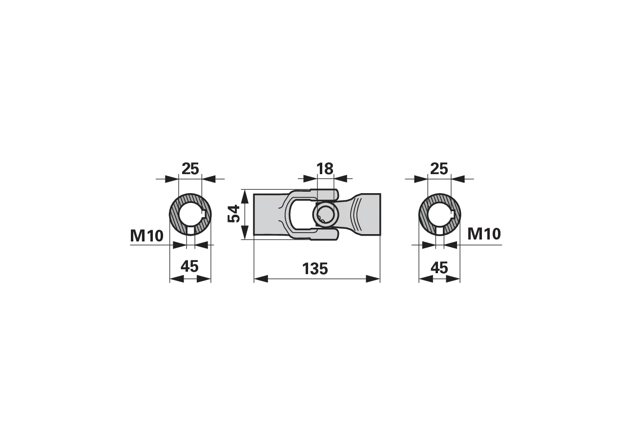 Kreuzgelenk L 135 mm – passend für Deutz-Fahr 1.1040.060.500.10 Weasler