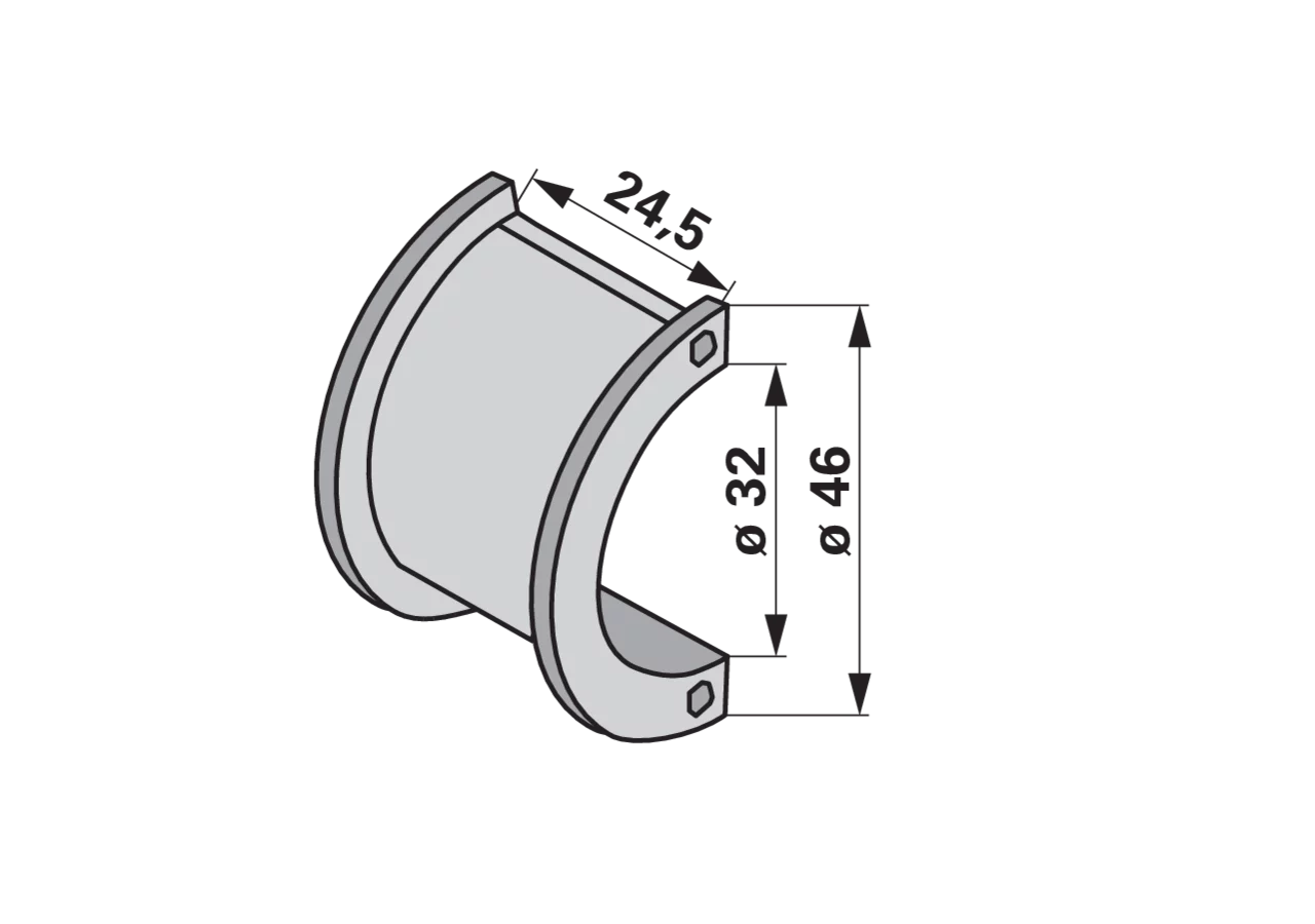 Buchsenhälfte AD 46 x ID 32 x L 24,5 mm – passend für Deutz-Fahr 06229594 GartenShop24