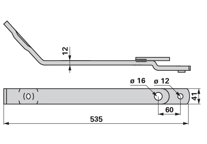 Zinkenarm L 535 mm Pöttinger 206.70.087.0 Pöttinger