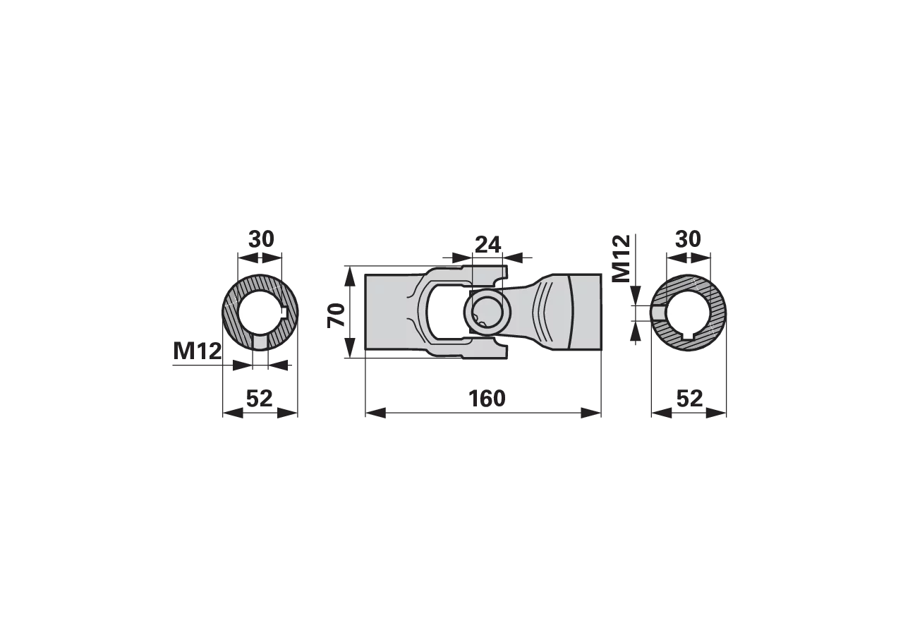 Kreuzgelenk L 160 mm – passend für Fella 122180 Weasler