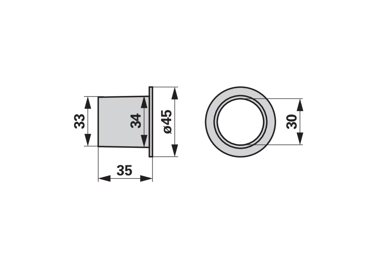 Buchse AD 45 x ID 30 x L 35 mm, konisch – passend für Kuhn 57712900 GartenShop24