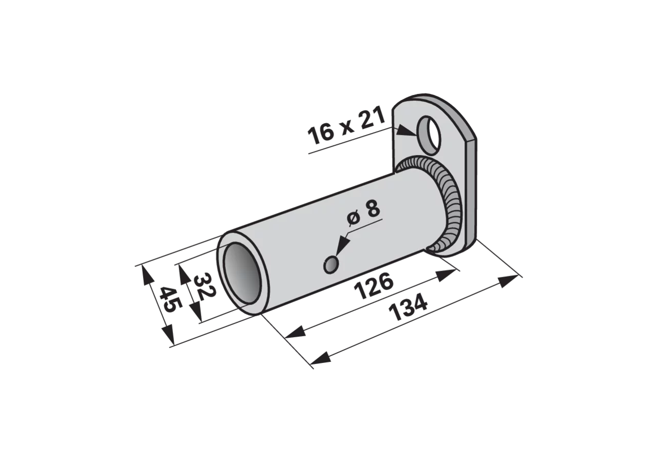 Mitnehmerbuchse AD 45 x ID 32 x L 134 mm – passend für Fella 492838 GartenShop24