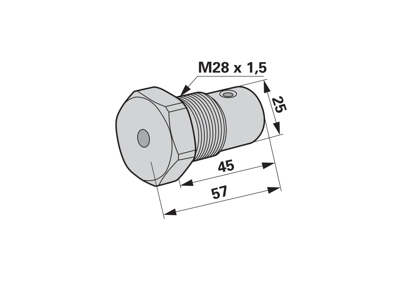 Gewindebolzen für Kreiselheuer, M28 x 57 mm Pöttinger 203.70.057.0 Pöttinger