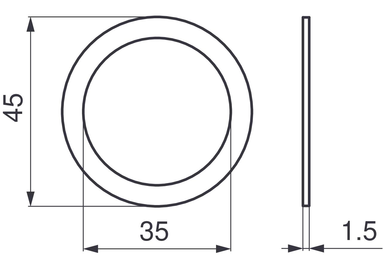Scheibe AD 45 x ID 35 x S 1,5 mm Pöttinger 162.414 Pöttinger