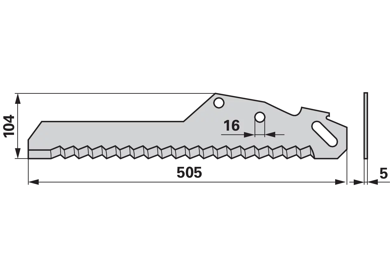 Ladewagenmesser L 505 mm, S 5 mm – passend für Pöttinger 434.018 MWS