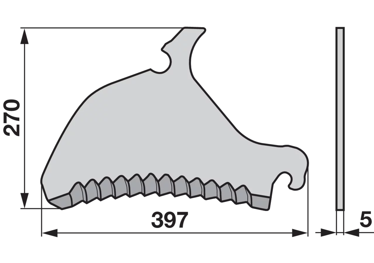 Ladewagenmesser L 397 mm, S 5 mm – passend für Pöttinger 434.135.001 FRANK