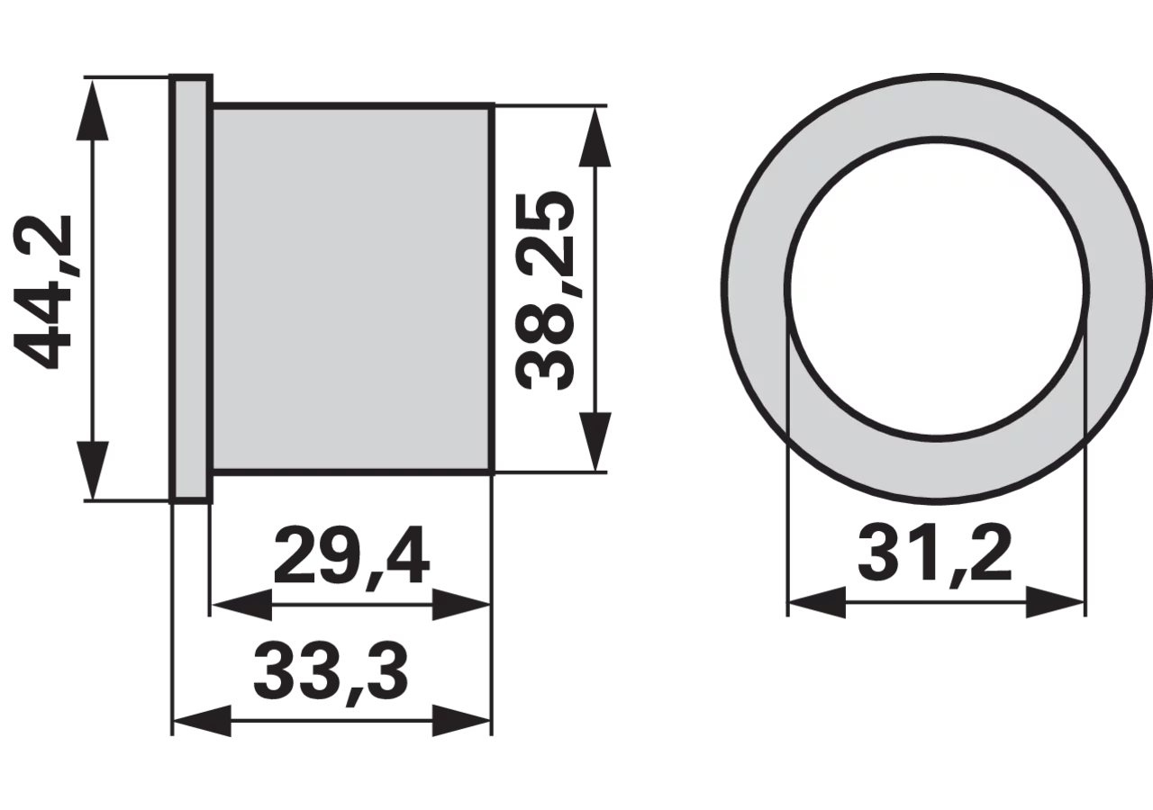 Buchse AD 44,2 x ID 31,2 x L 33,3 mm Pöttinger 324WNK01 Pöttinger