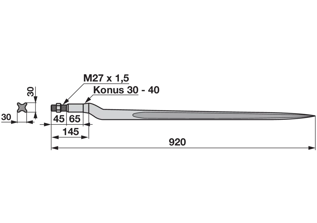 Profilzinke L 920 mm – passend für Fella 122810, 121848, 122760 GartenShop24