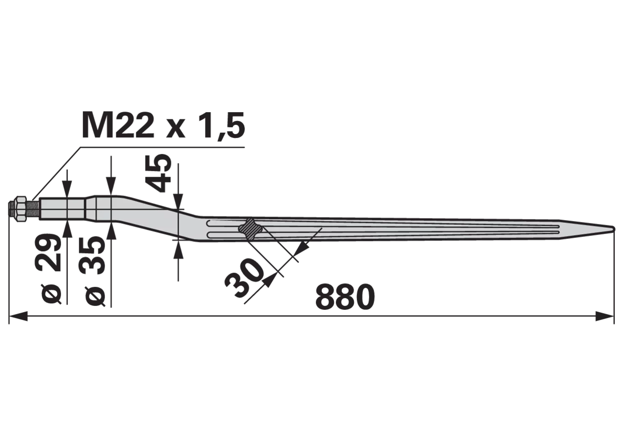 Profilzinke L 880 mm – passend für Trioliet 307251 GartenShop24