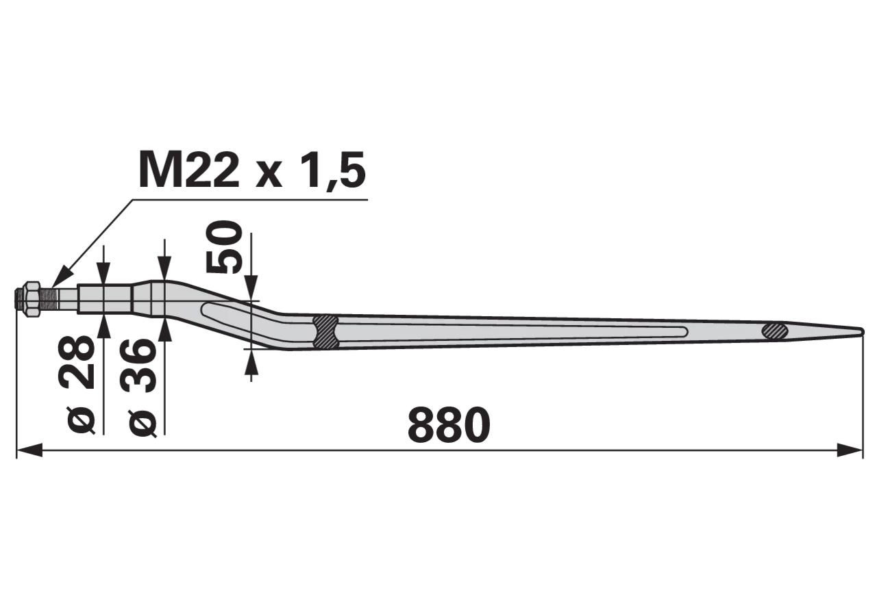 Löffelzinke L 880 mm – passend für Trioliet 307025 GartenShop24