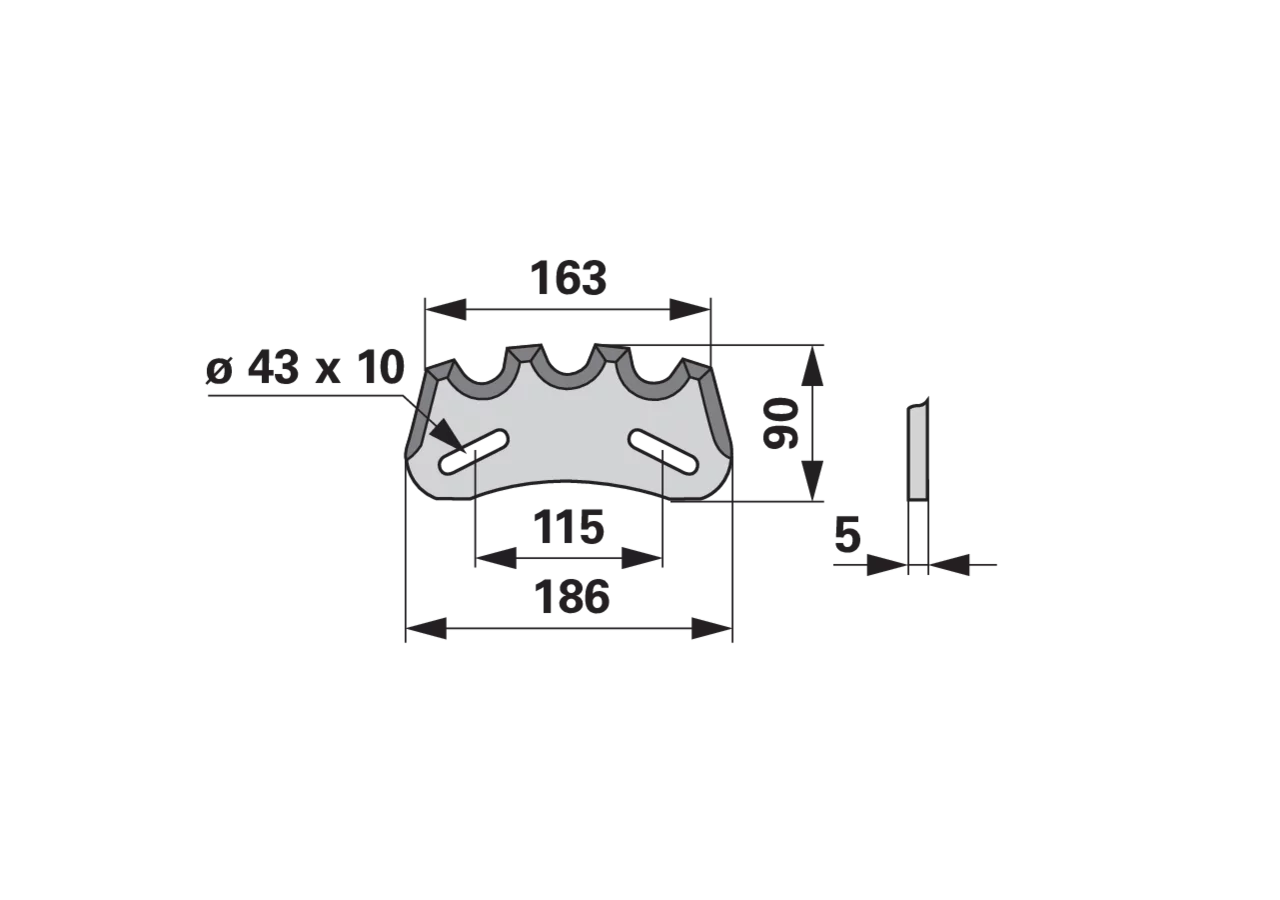 Mischwagenmesser L 187 x B 89 x S 5 mm, Heumesser – passend für Kuratli GartenShop24