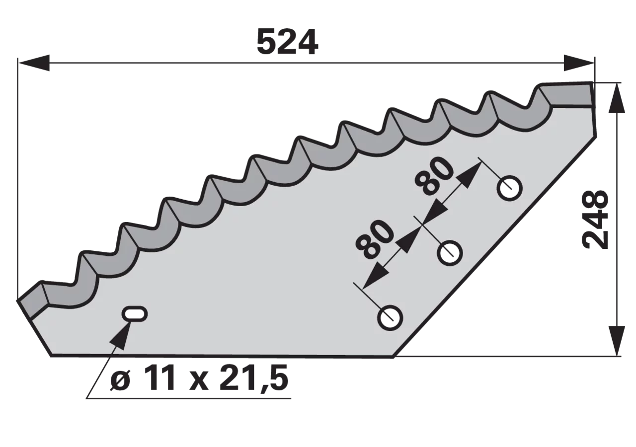 Mischwagenmesser L 524 x B 248 x S 6 mm, PTA-geschweißt mit Wolframkarbid passend zu Metaltech FRANK