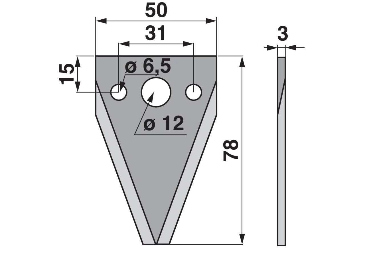 Fräsmesser L 78 x B 50 x S 3 mm, glatt, gerade passend zu Strautmann GartenShop24