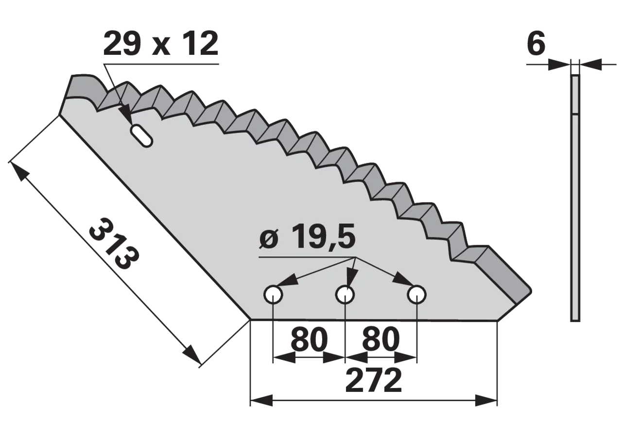 Mischwagenmesser L 272/313 x S 6 mm – passend für BvL 79723, Peecon 960020003 GartenShop24