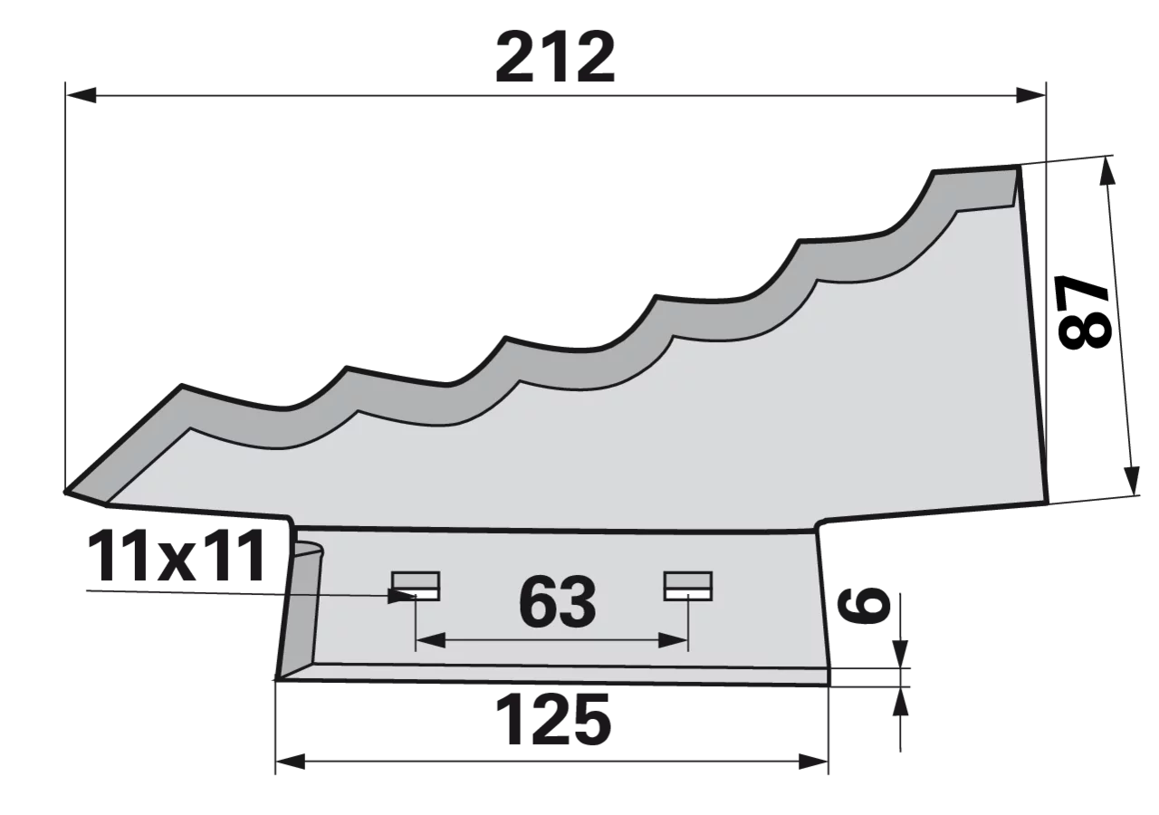 Mischwagenmesser L 212 x B 87 x S 6 mm, links, hartstoffbeschichtet – passend für Keenan 701359 FRANK