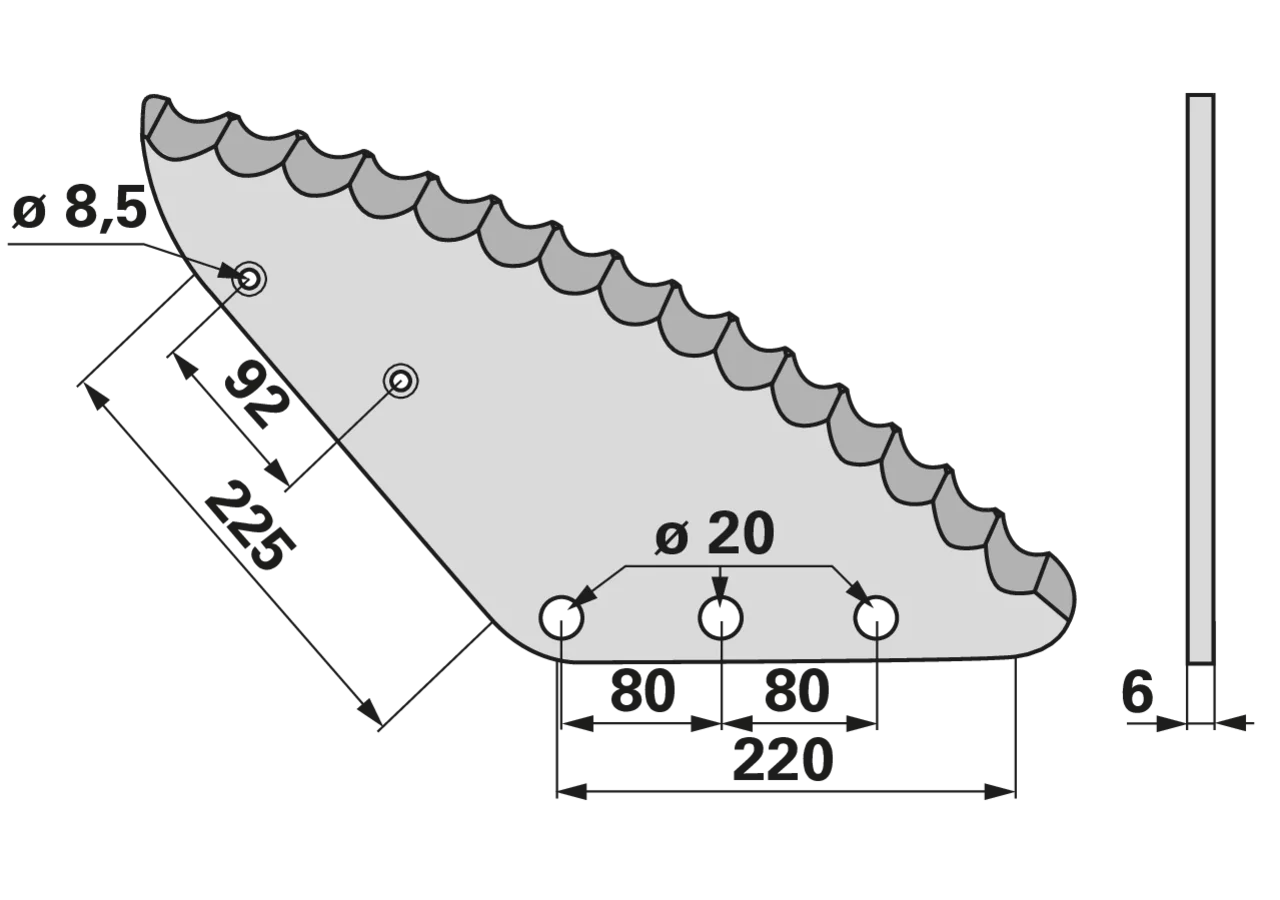 Mischwagenmesser L 220/225 x S 6 mm – passend für Seko 244790600, 244790030 GartenShop24