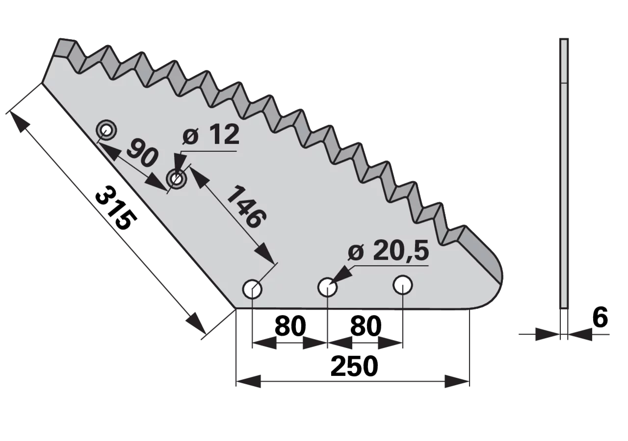 Mischwagenmesser L 250/315 x S 6 mm – passend für Faresin 512006450 GartenShop24