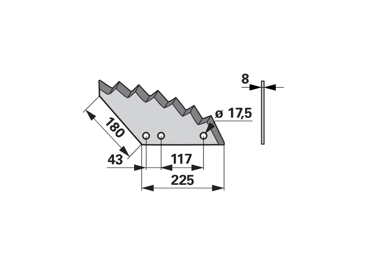 Mischwagenmesser L 225/180 x S 8 mm, hartmetallbeschichtet – passend für Kuhn A5365240 GartenShop24