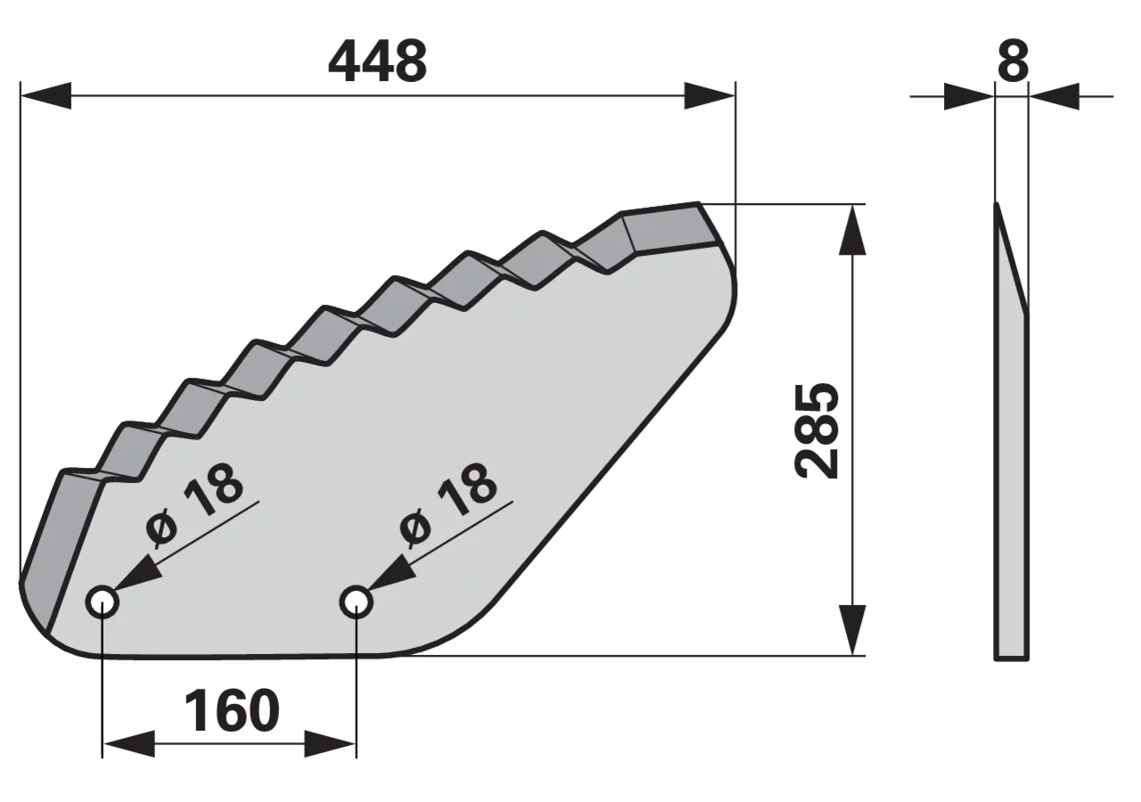 Mischwagenmesser L 448 x B 285 x S 8 mm – passend für Trioliet 05945 GartenShop24