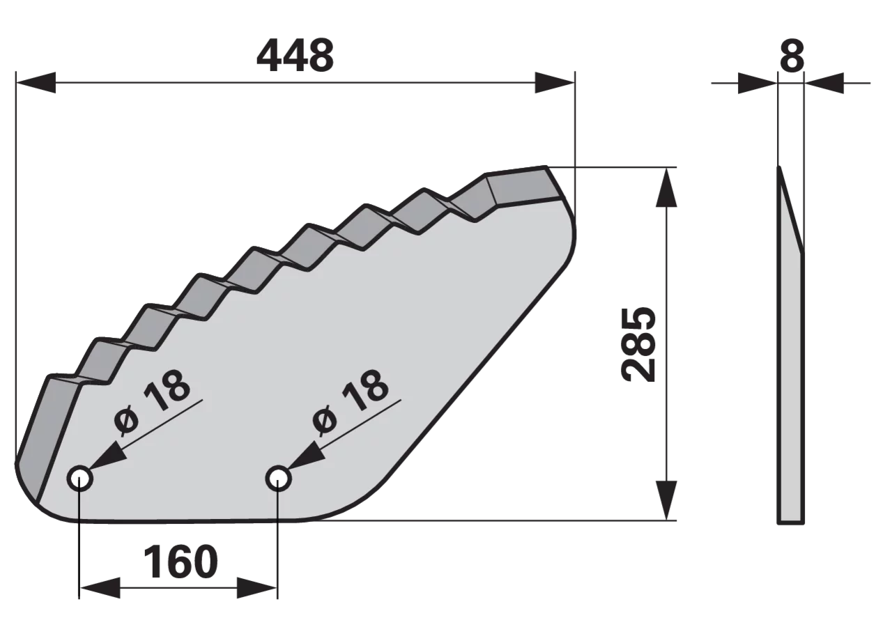 Mischwagenmesser L 448 x B 285 x S 8 mm, PTA-geschweißt mit Wolframkarbid – passend für Trioliet 0594 GartenShop24
