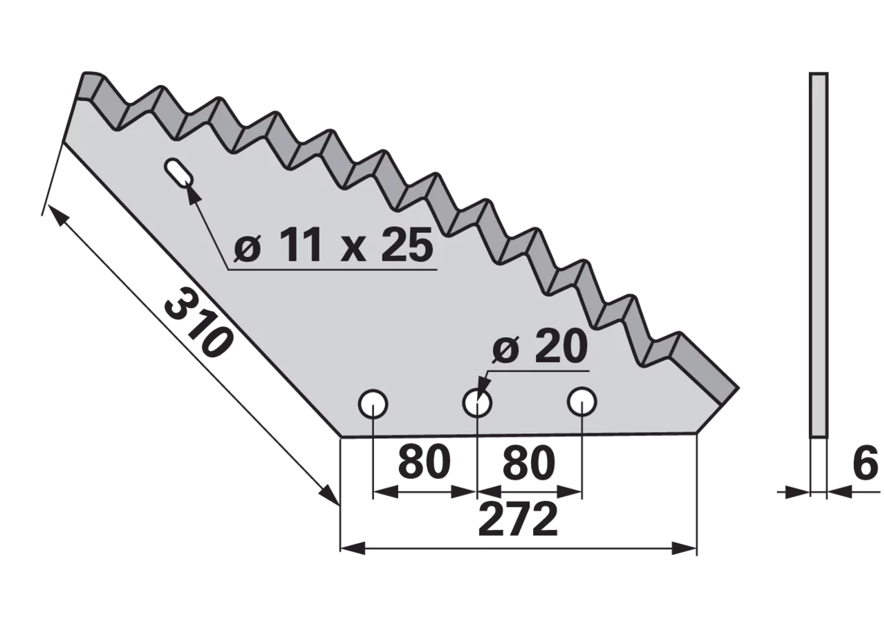 Mischwagenmesser L 272/310 x S 6 mm, hartstoffbeschichtet – passend für Peecon 960020003 GartenShop24