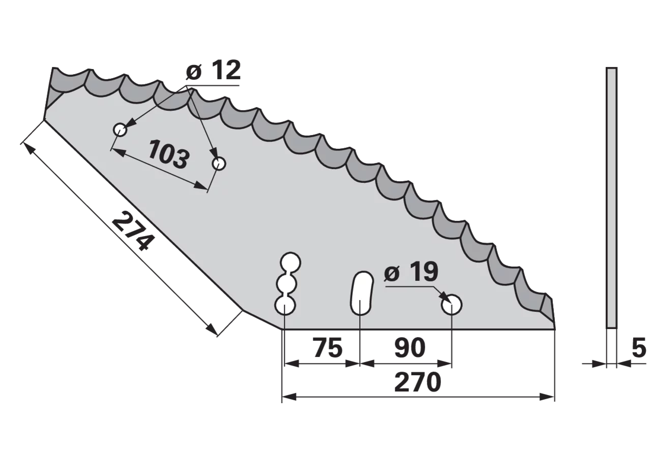 Mischwagenmesser L 270/274 x S 5 mm, hartstoffbeschichtet – passend für Mayer-Siloking 1050255 GartenShop24