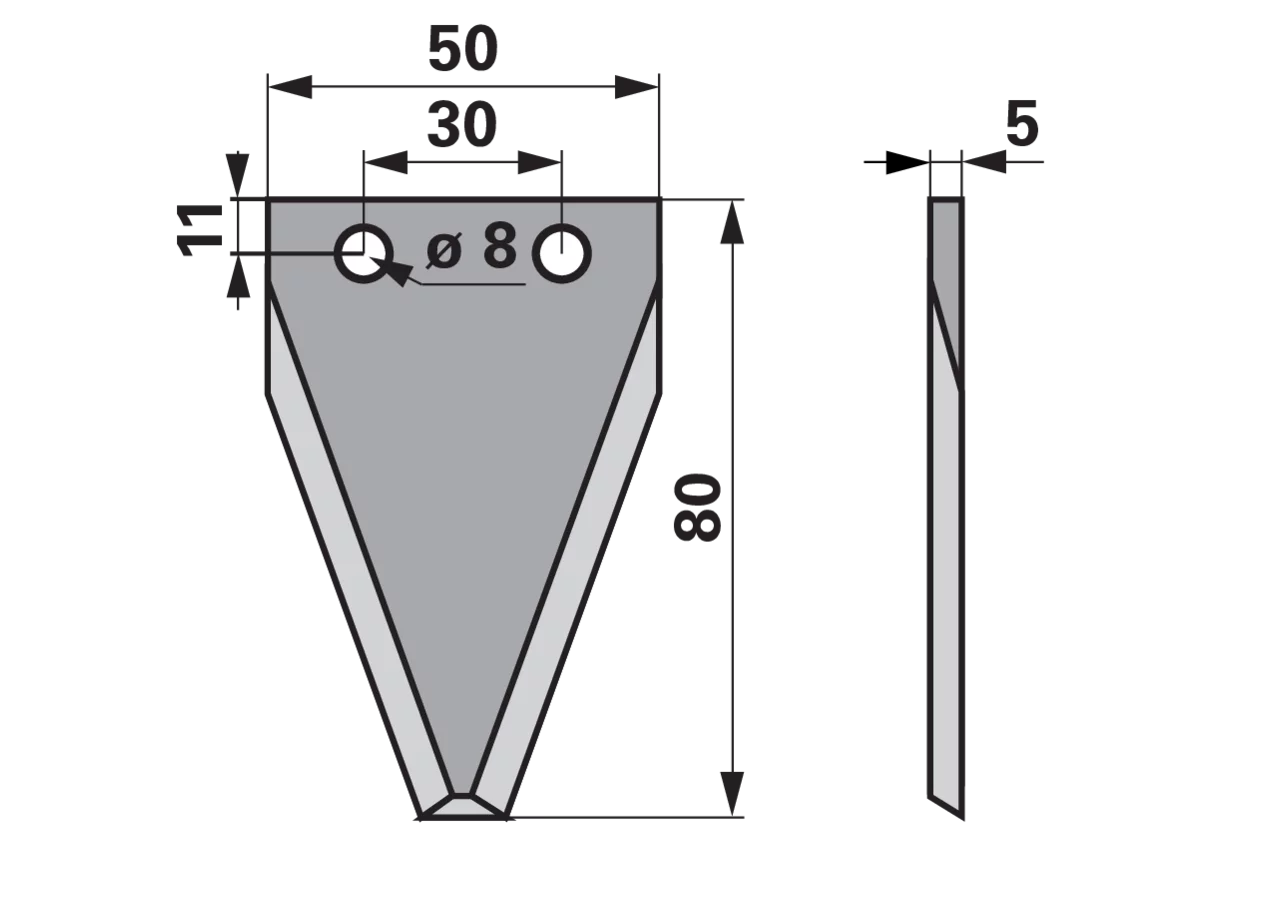 Fräsmesser L 80 x B 50 x S 5 mm, glatt, gerade passend zu Logifeed GartenShop24