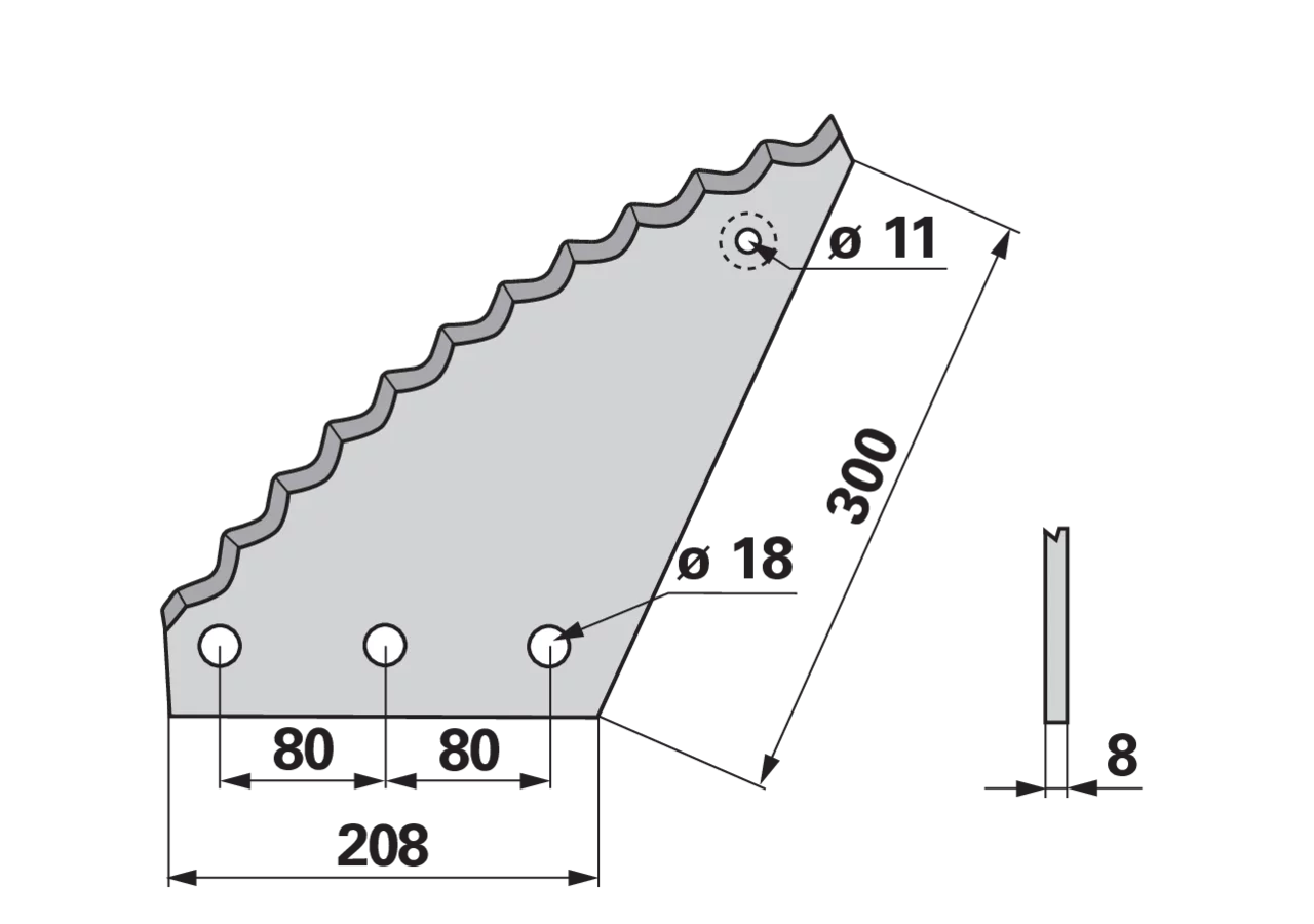 Mischwagenmesser L 208/300 x S 8 mm – passend für Strautmann 60903500 FRANK