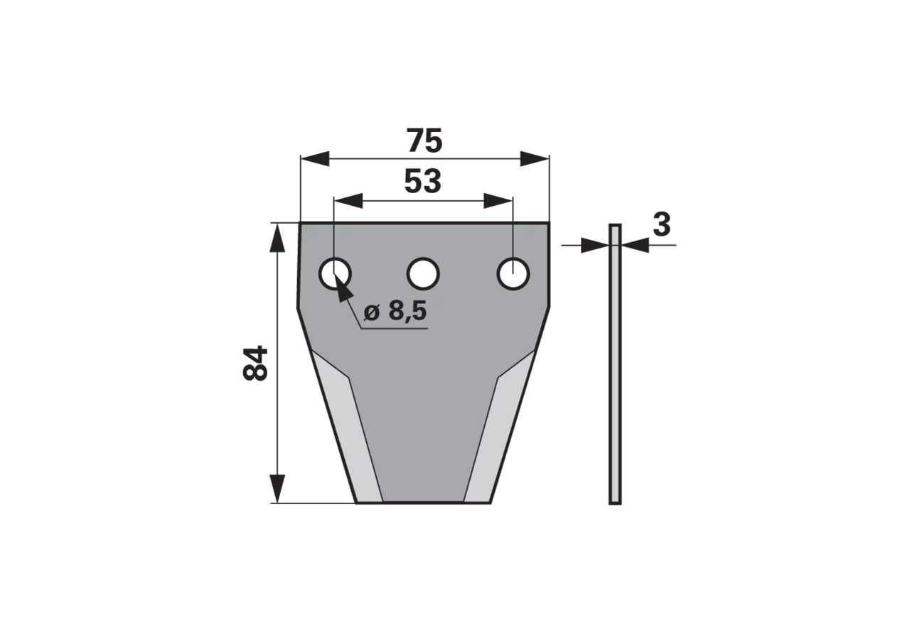 Fräsmesser L 84 x B 75 x S 3 mm, glatt, gerade passend zu Cormal GartenShop24