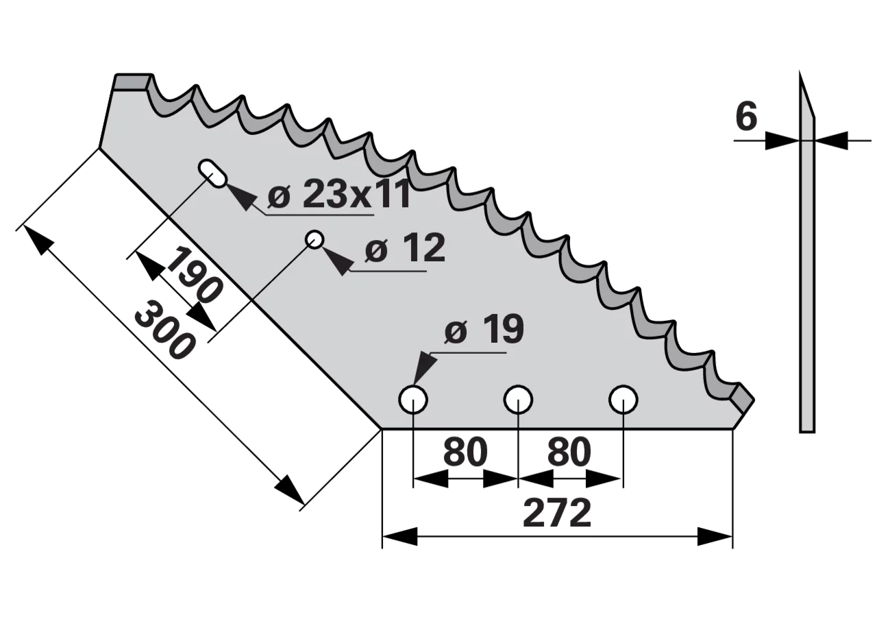 Mischwagenmesser L 272/300 x S 6 mm passend zu Marchner GartenShop24