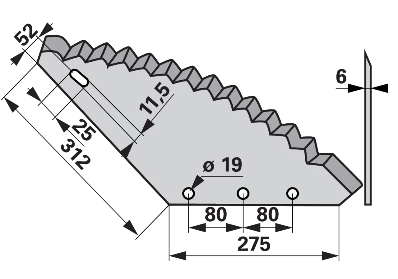 Mischwagenmesser L 275/312 x S 6 mm passend zu Mutti GartenShop24