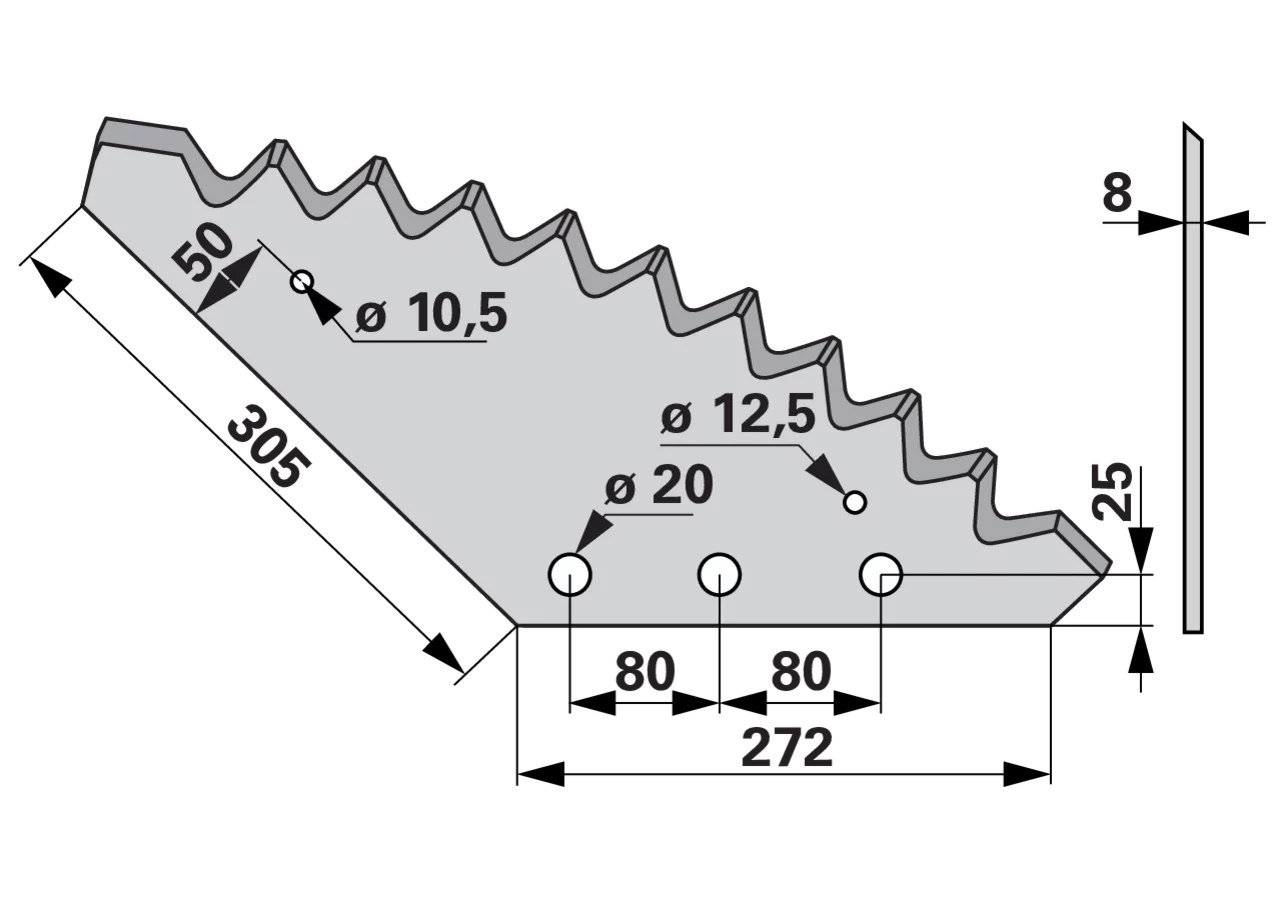 Mischwagenmesser L 272/305 x S 8 mm passend zu Mutti GartenShop24