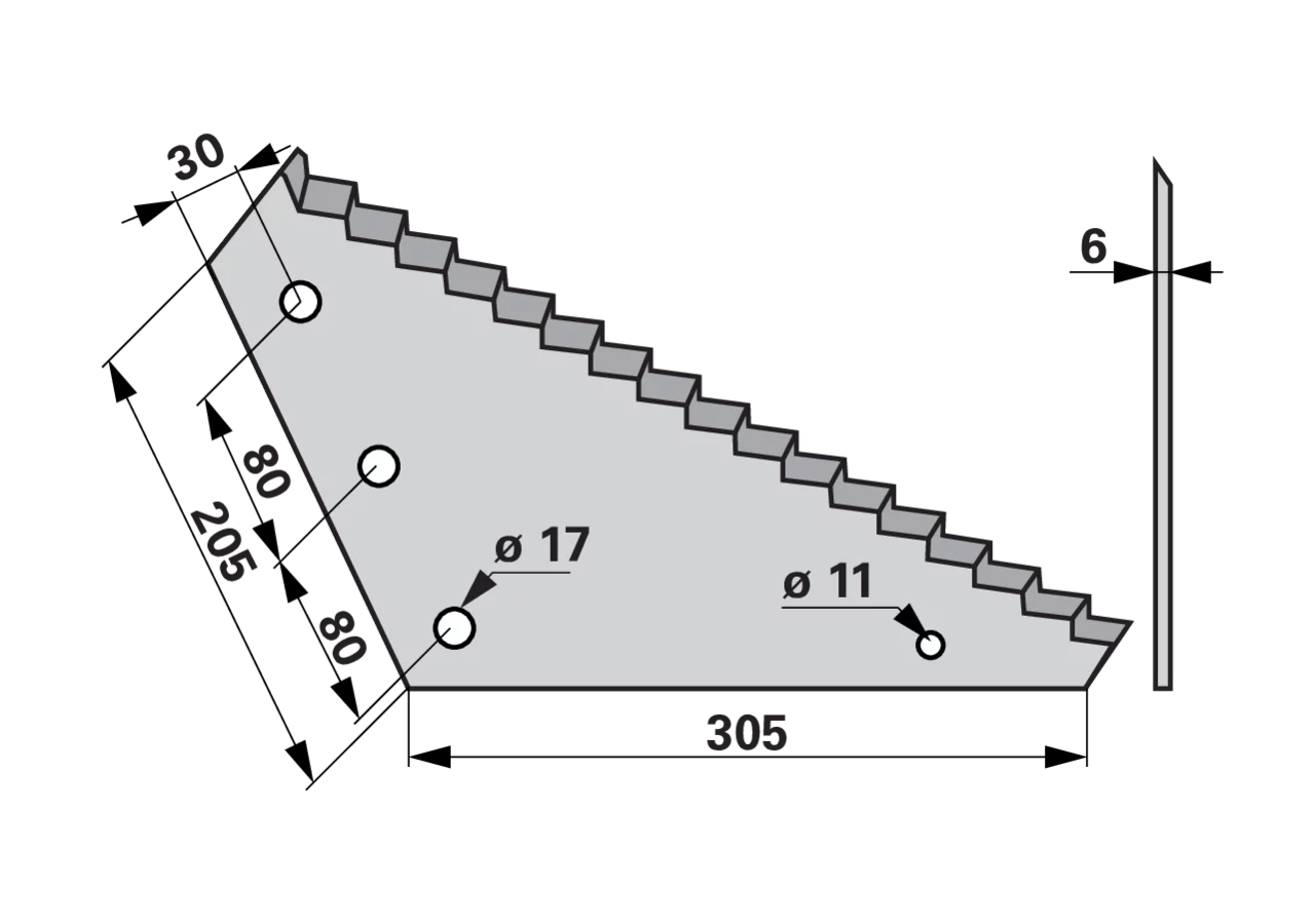 Mischwagenmesser L 305/205 x S 6 mm passend zu Mutti GartenShop24