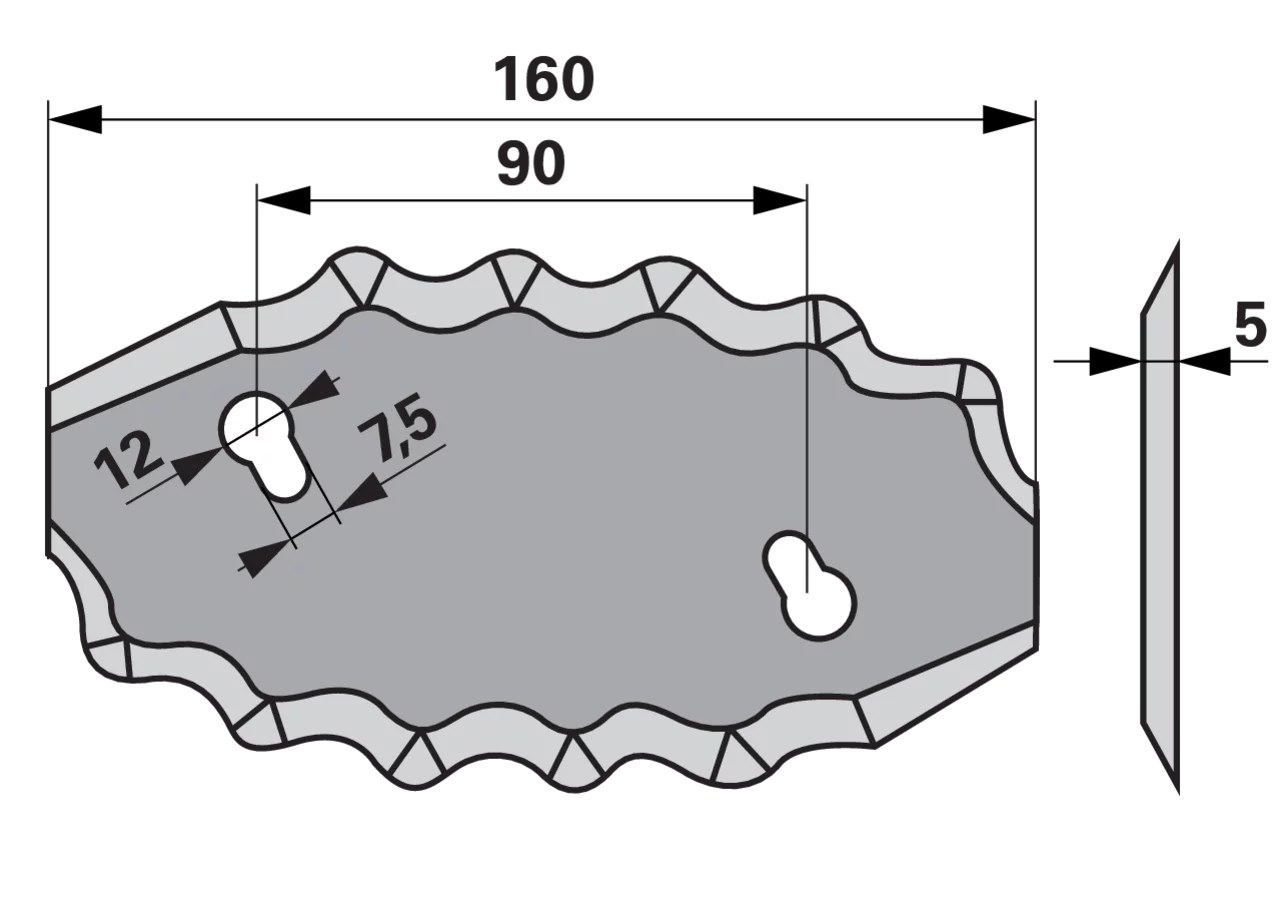 Mischwagenmesser L 160 x B 85 x S 5 mm, rechts – passend für Storti 16800058 GartenShop24