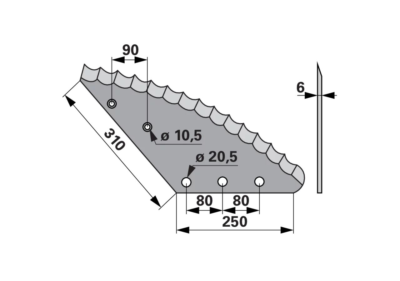 Mischwagenmesser L 250/310 x S 6 mm passend zu Uni-Forst GartenShop24