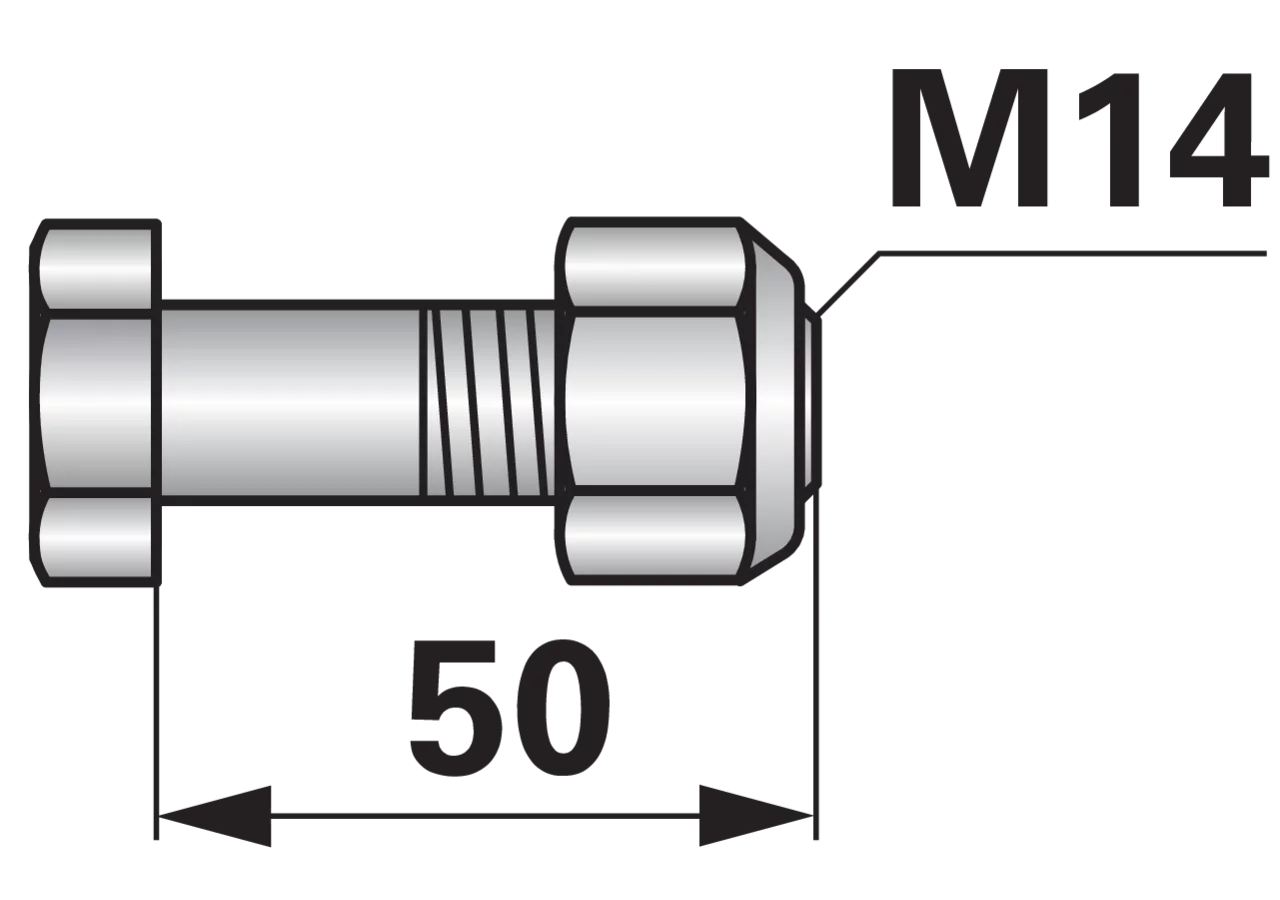 Sechskantschraube M14x2x50mm mit Mutter 1 Stück GartenShop24